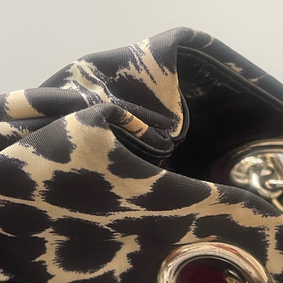 Kate Spade Leopard Print Tote Bag Black Patent Trim Chain Shoulder Purse - Picture 8 of 9